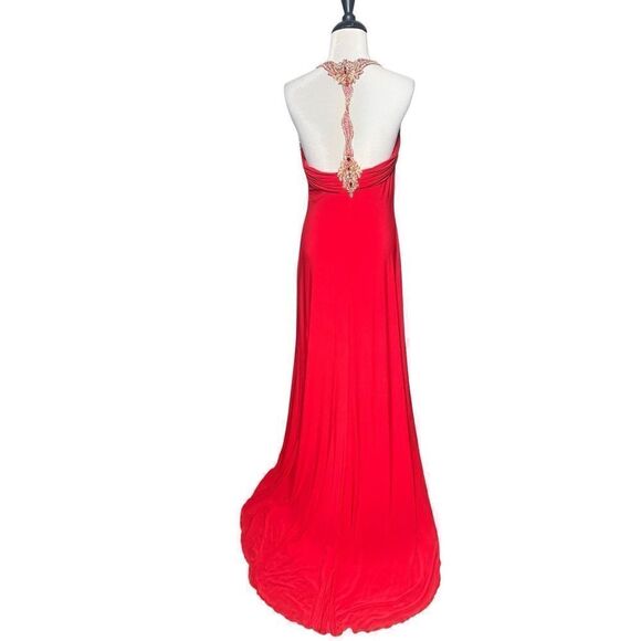 Alyce Designs Sexy Rhinestoned Long Formal Gown with Train Red Size 10 - Picture 4 of 7